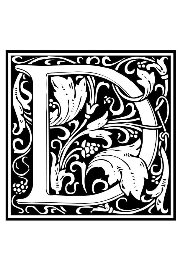 Coloring page ornamental alphabet - d