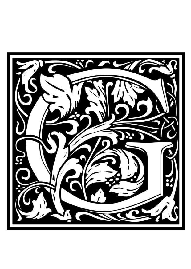 Coloring page ornamental alphabet - g