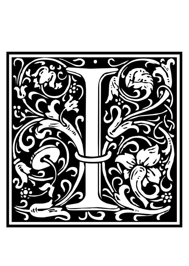 Coloring page ornamental alphabet - i