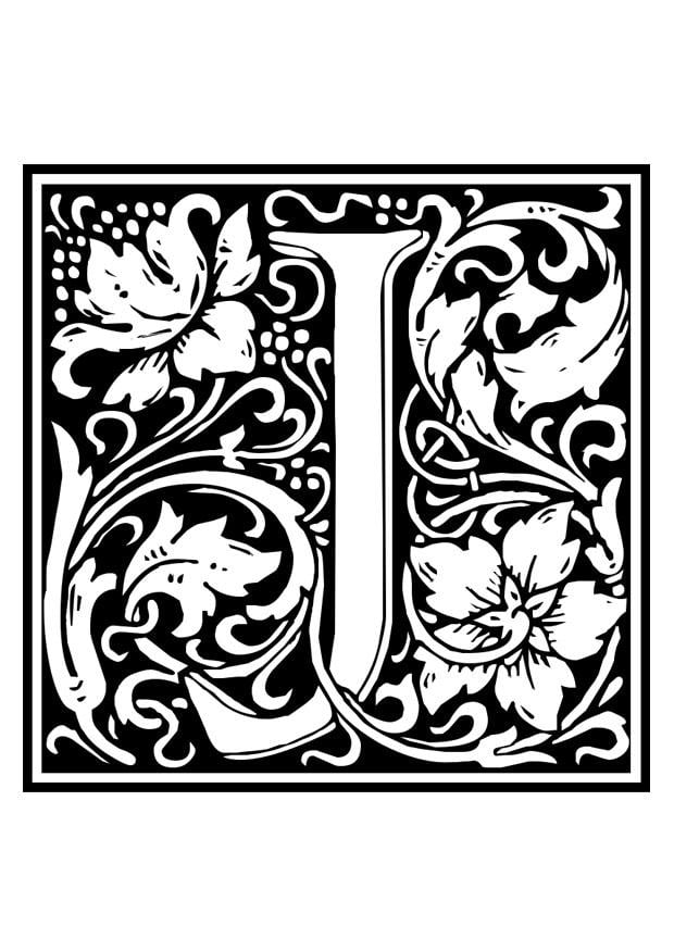 Coloring page ornamental alphabet - j