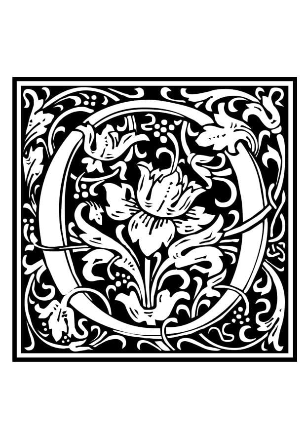 Coloring page ornamental alphabet - o