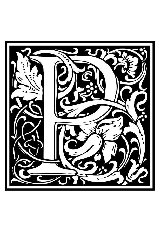 Coloring page ornamental alphabet - p