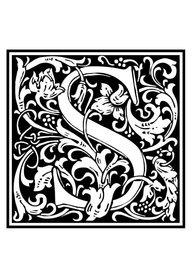 Coloring page ornamental alphabet - s