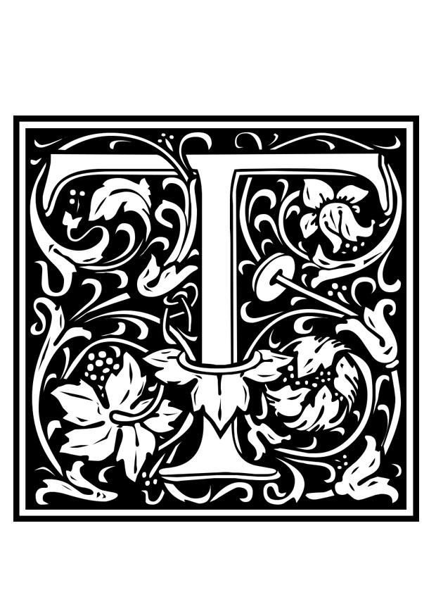 Coloring page ornamental alphabet - t