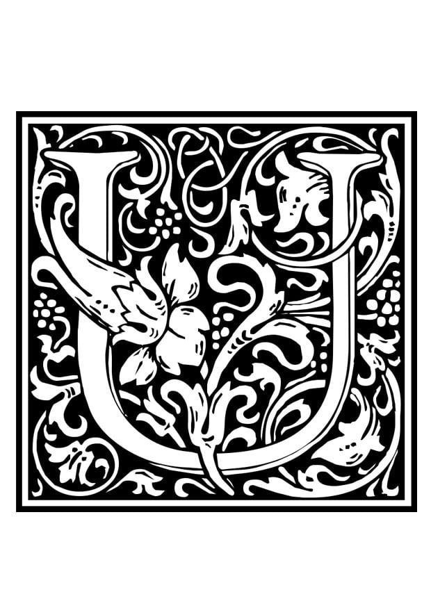 Coloring page ornamental alphabet - u