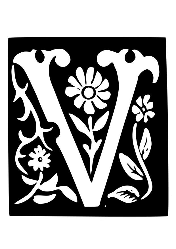 Coloring page ornamental letter - v