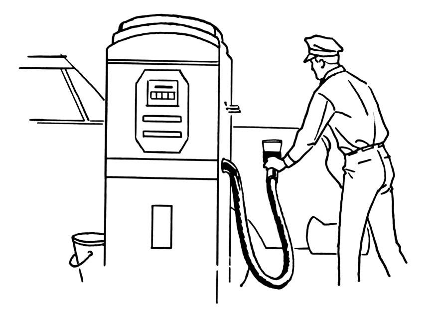 Coloring page petrol station