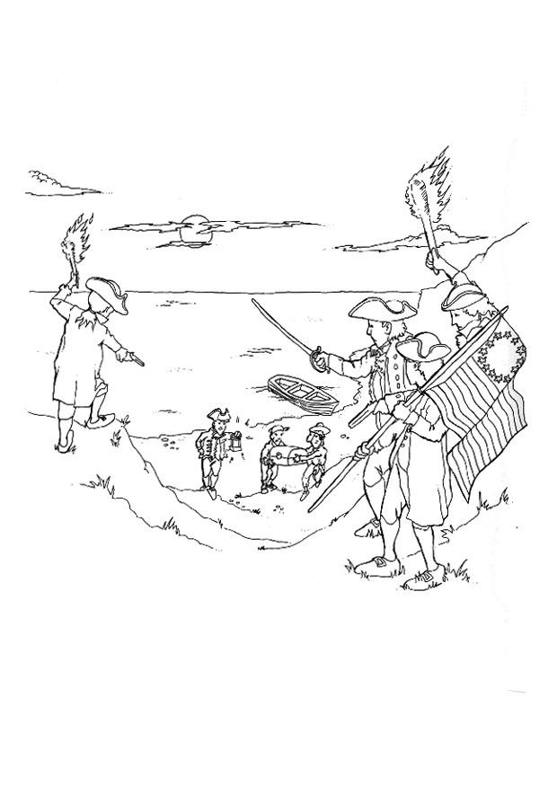 Coloring page pirates captured by coast guard