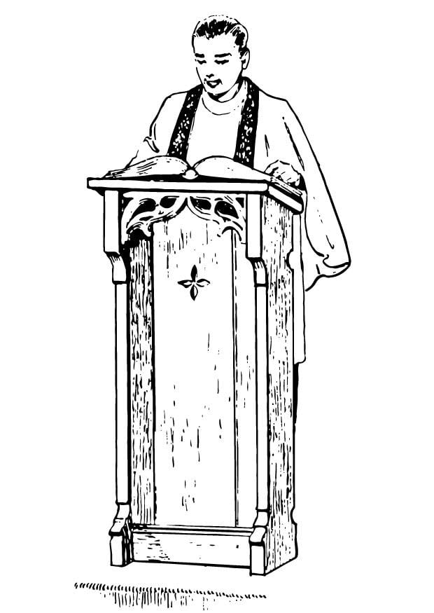 Coloring page priest behind lectern