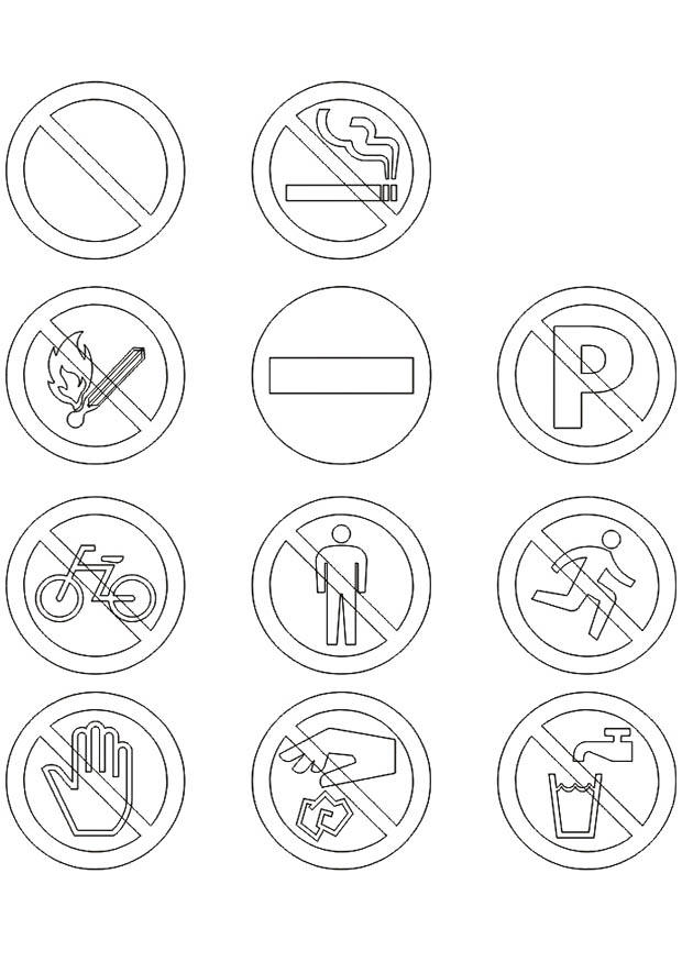 Coloring page prohibition sign