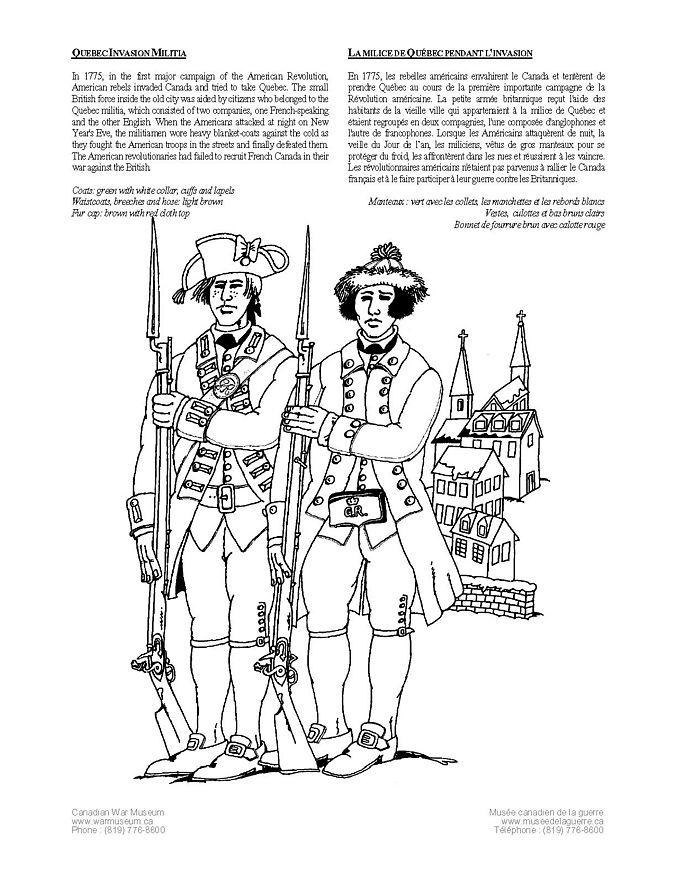 Coloring page quebec militia