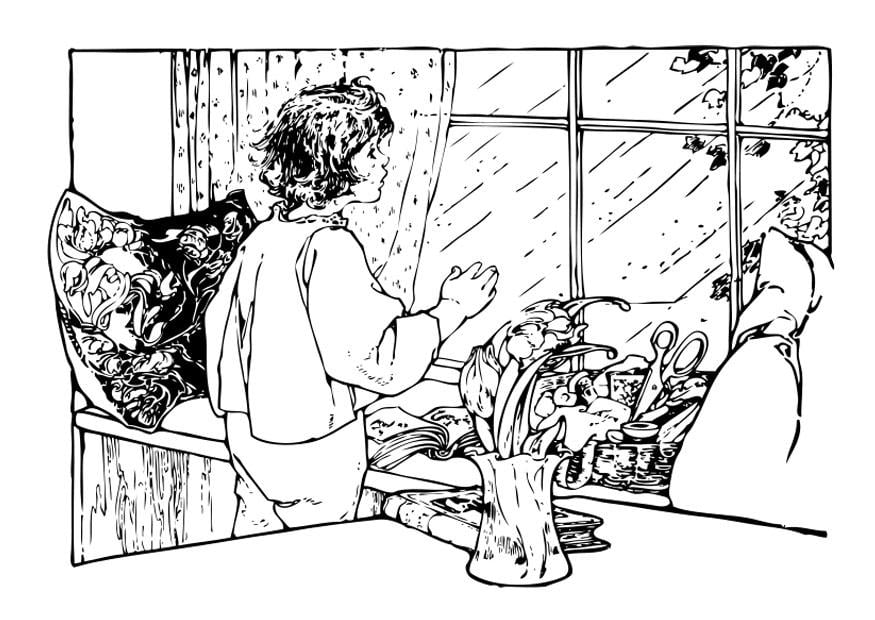 Coloring page rain