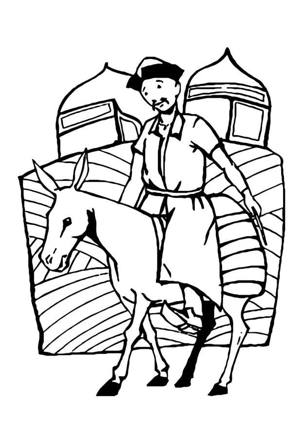 Coloring page rider mongolia