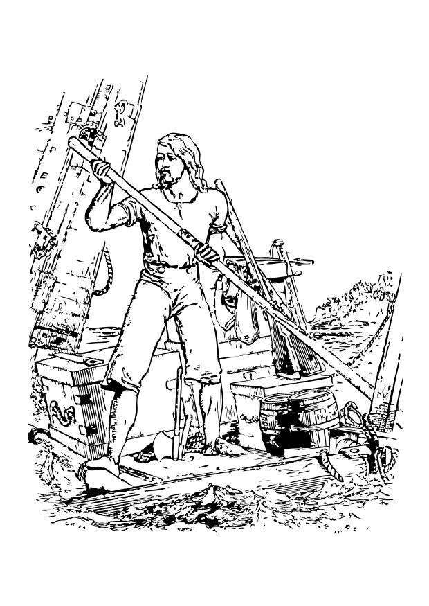 Coloring page robinson caruso shipwreck