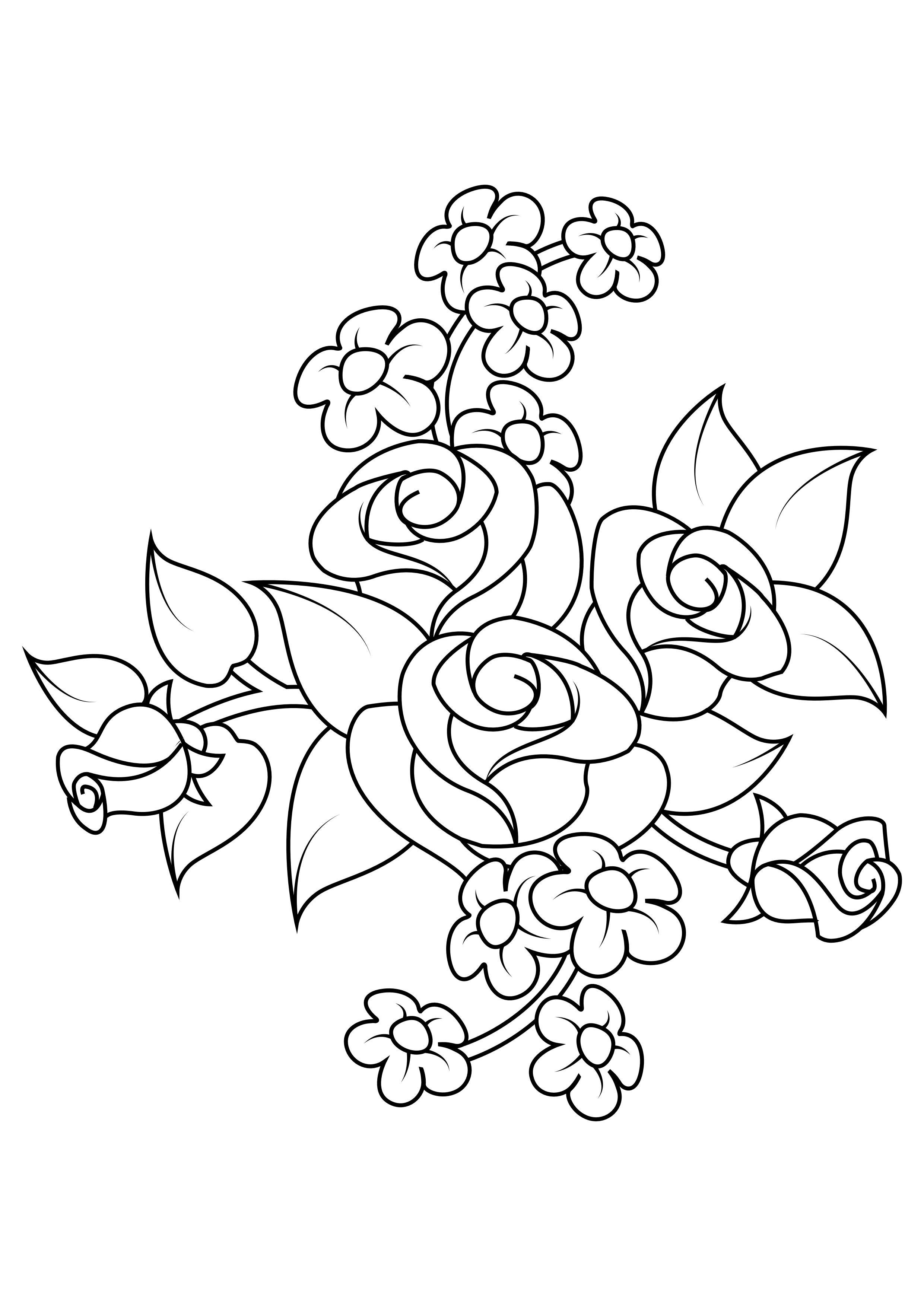 Coloring page rose bouquet