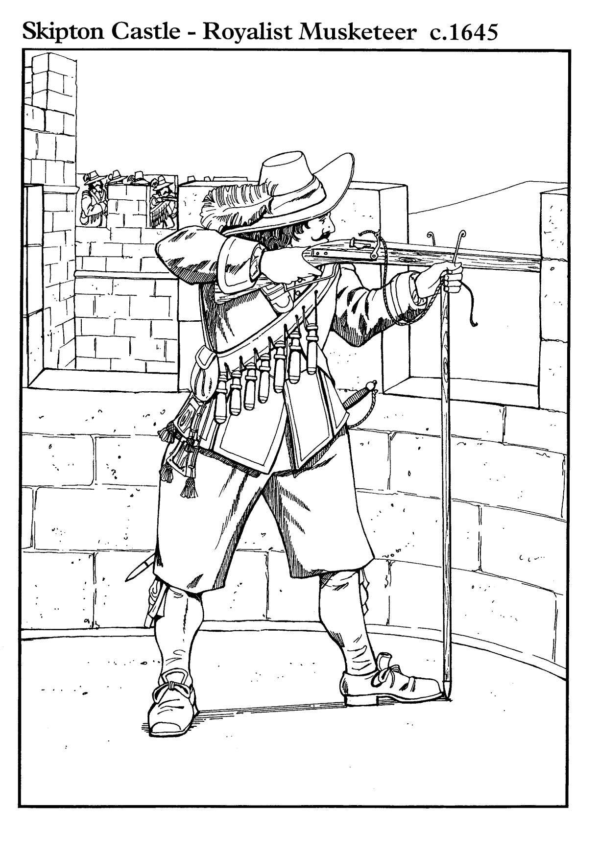 Coloring page royalist musketeer