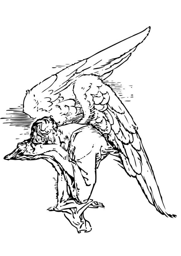 Coloring page sad angel