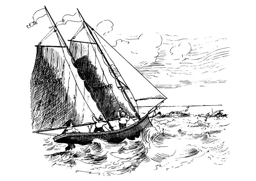 Coloring page sailing boat