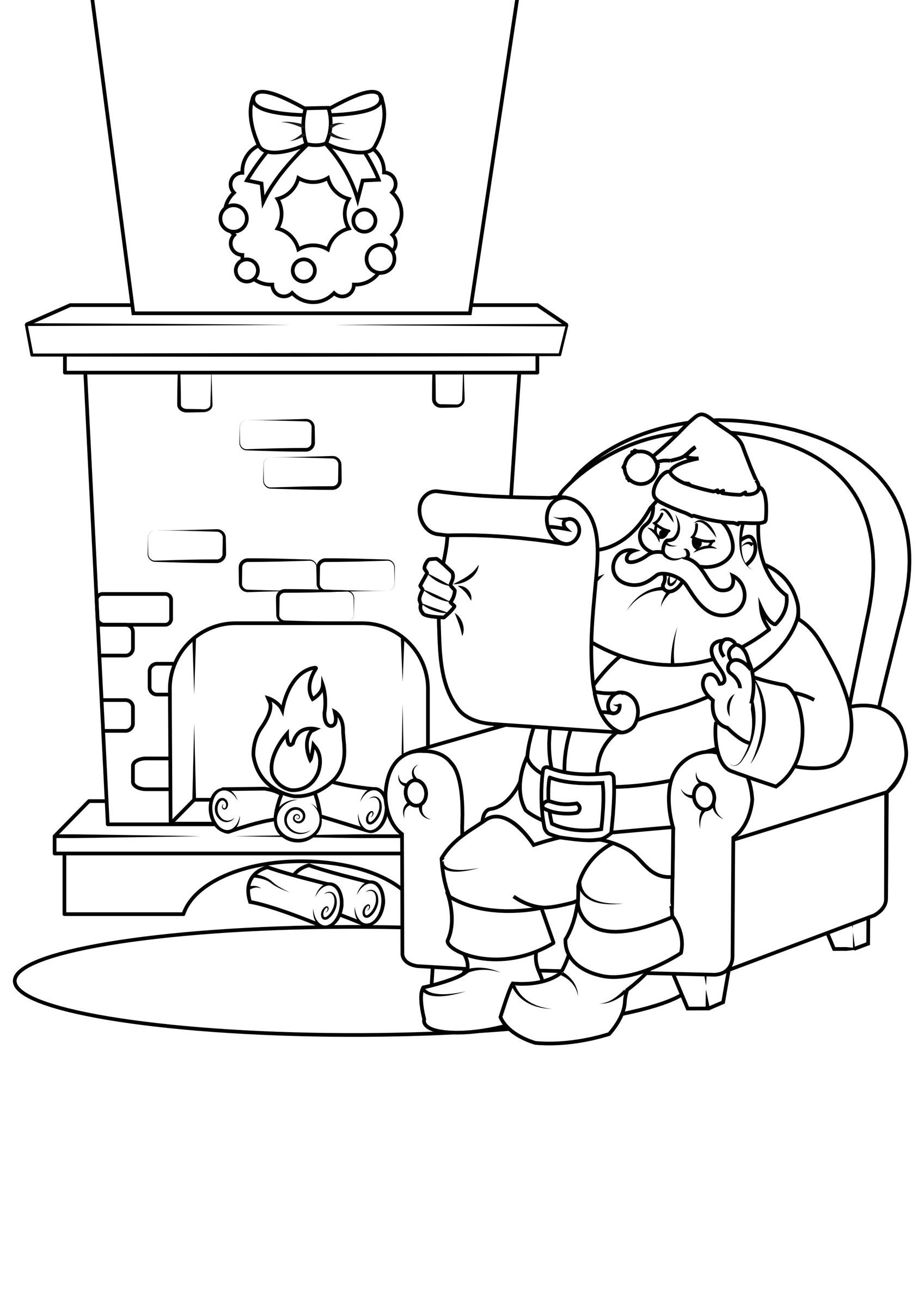 Coloring page santa with frame