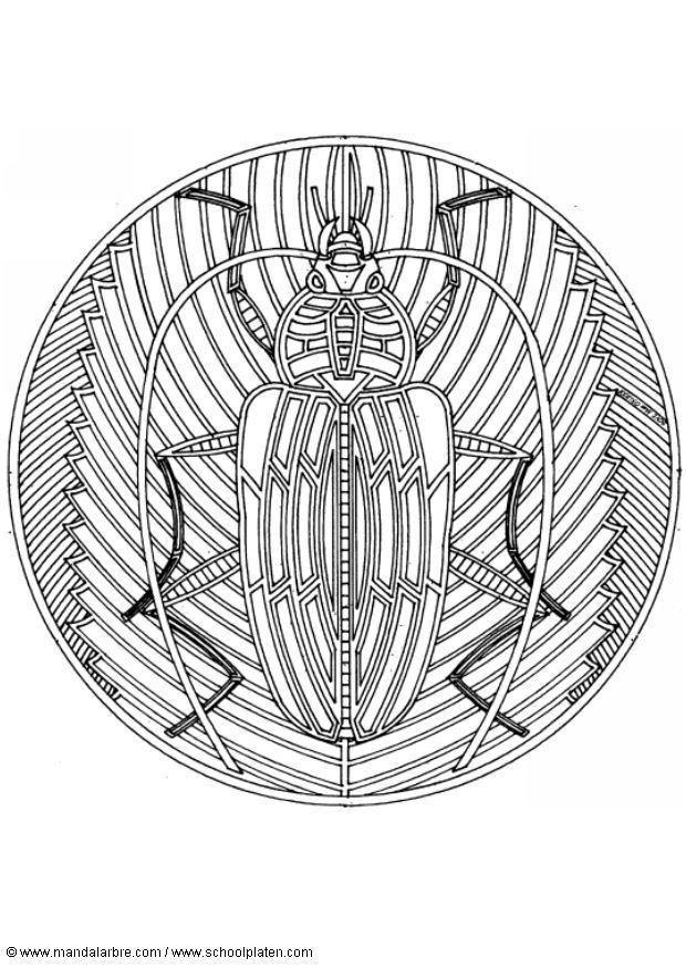 Coloring page scarab mandala