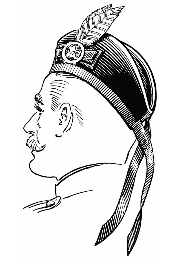 Coloring page scottish cap - glengarry