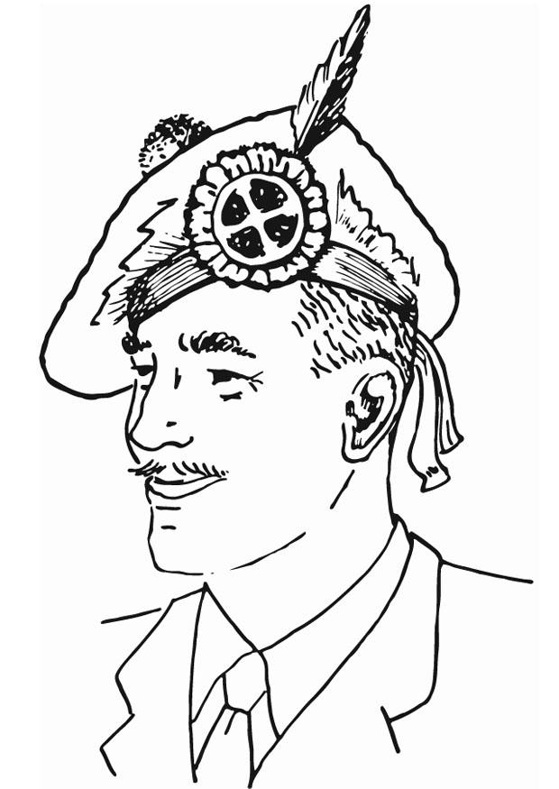 Coloring page scottish hat