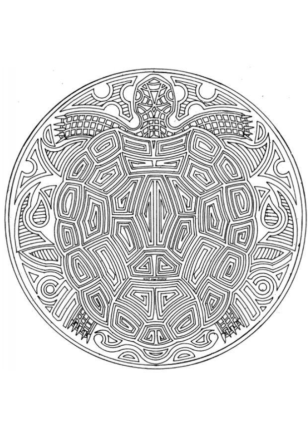 Coloring page sea turtle mandala