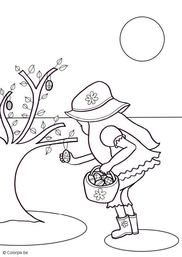 Coloring page searching easter eggs