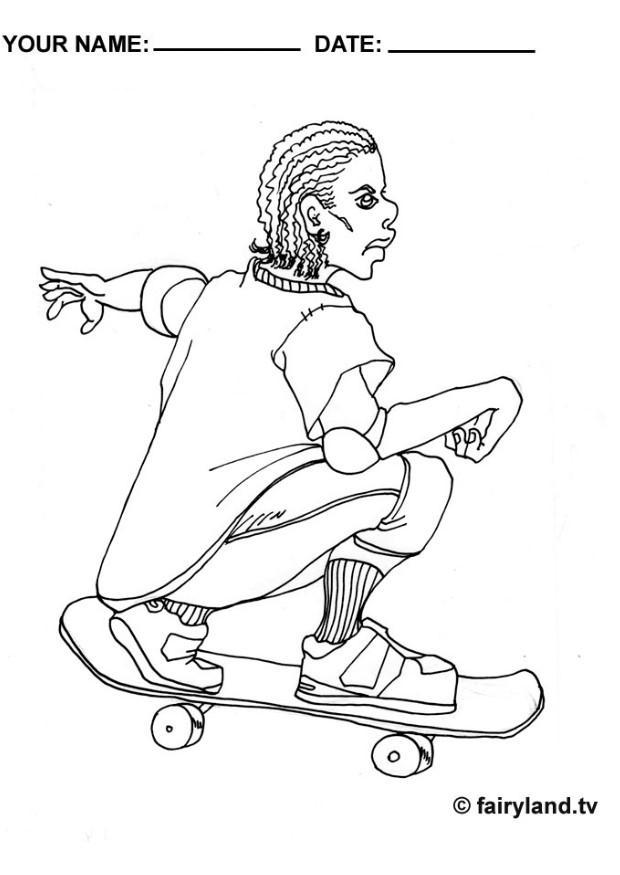 Coloring page skateboard