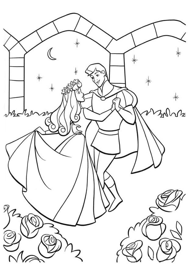 Coloring page sleeping beauty with prince