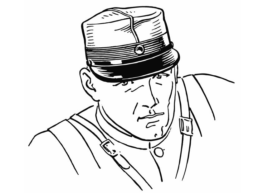 Coloring page soldier with cap