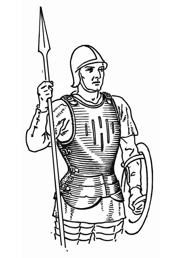 Coloring page soldier with cuirass