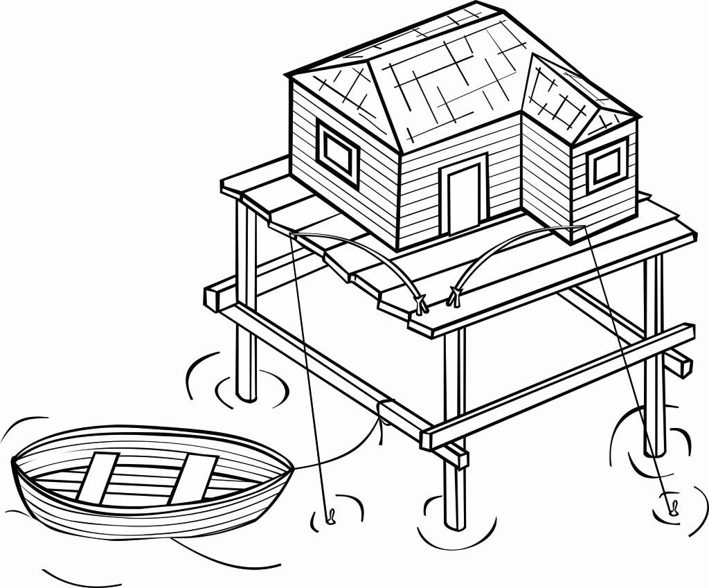 Coloring page stilt house