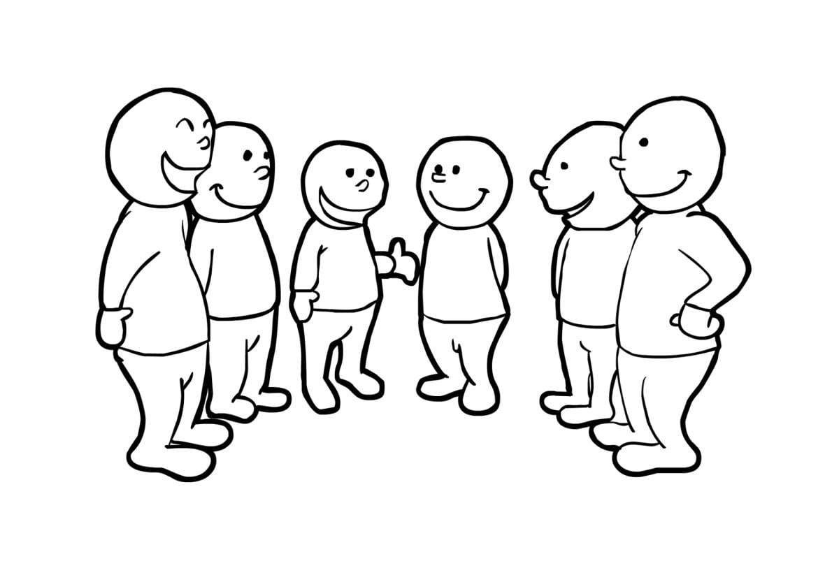 Coloring page talking in group