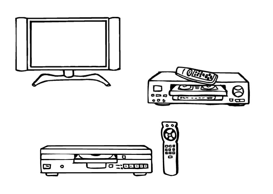 Coloring page television, vcr, dvd player