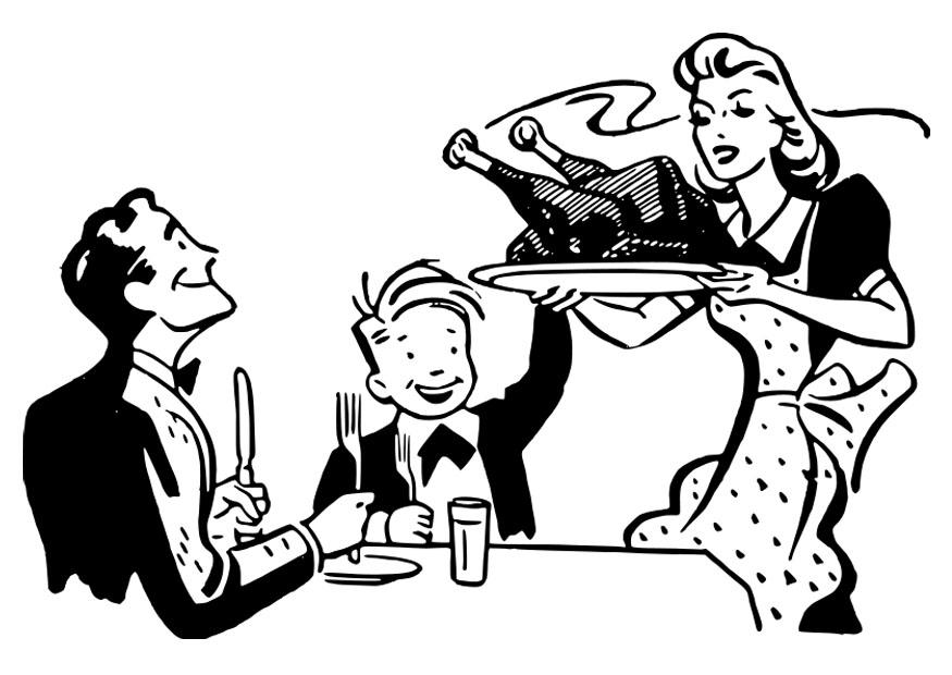 Coloring page thanksgiving meal