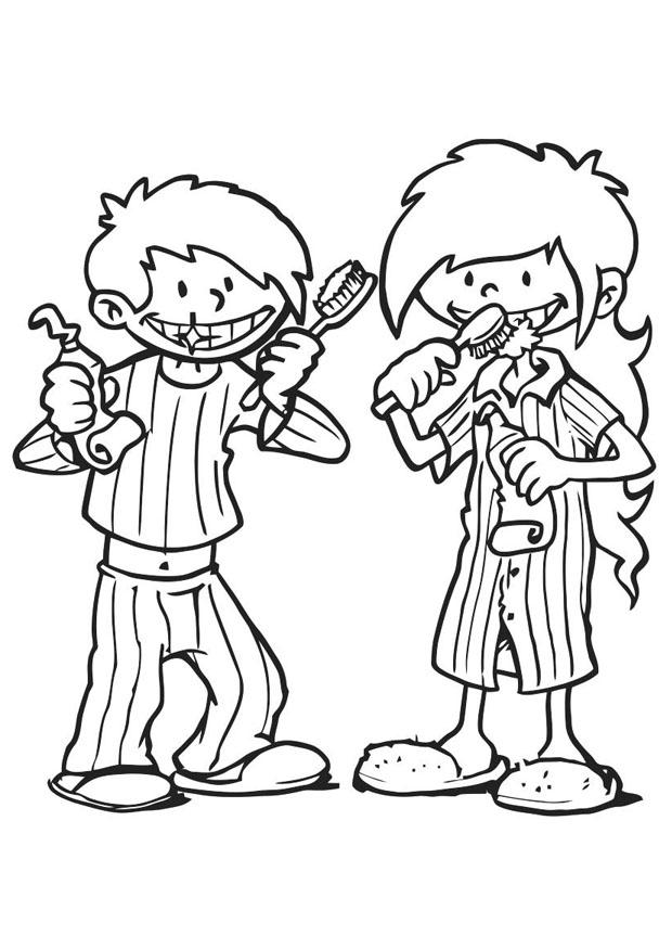 Coloring page to brush ones teeth