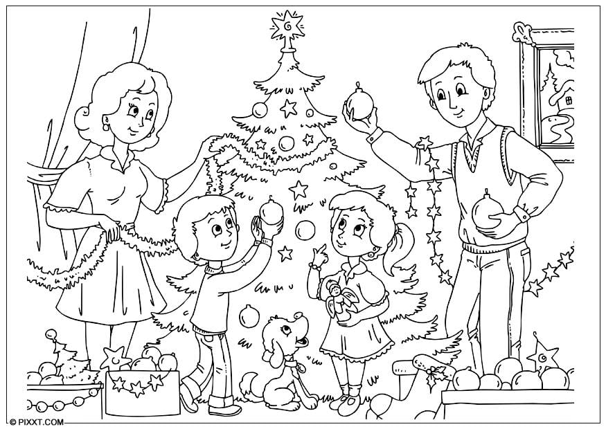 Coloring page to decorate the christmas tree