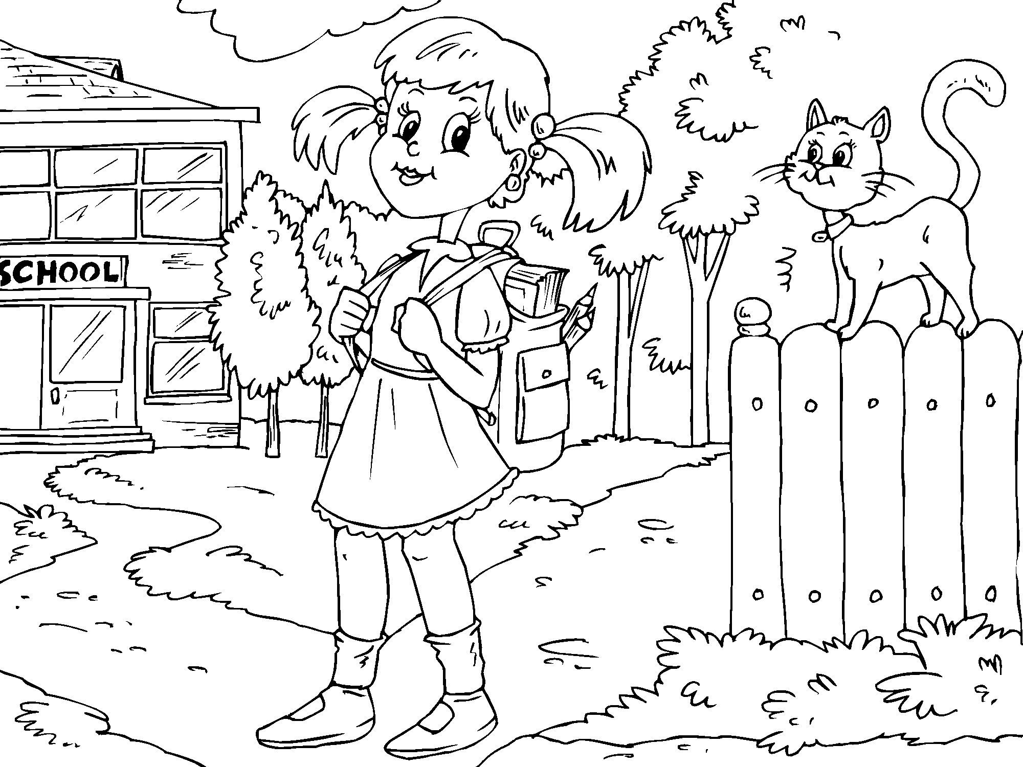 Coloring page to go to school