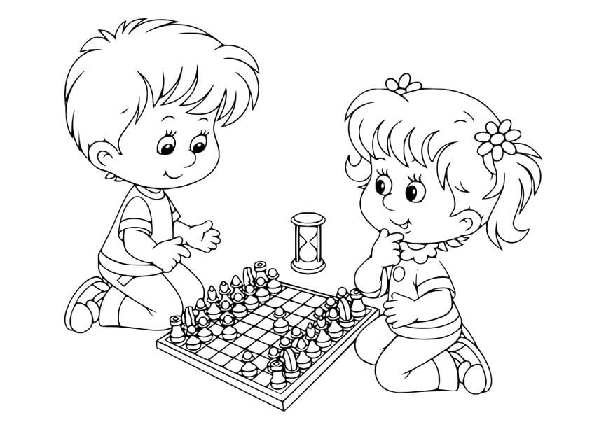 Coloring page to play chess