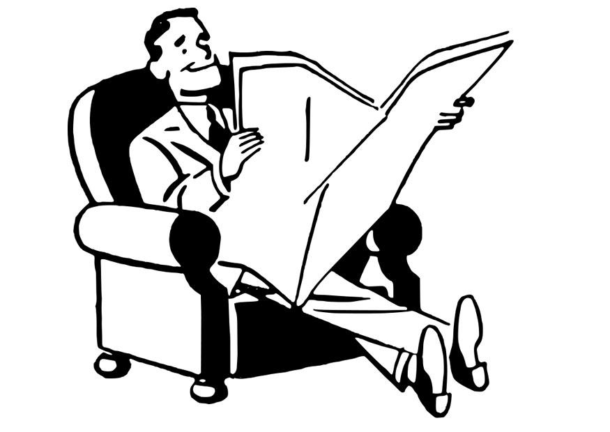 Coloring page to read a paper