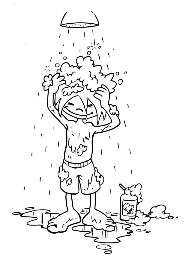 Coloring page to wash ones hair