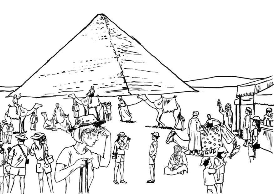 Coloring page tourism, egypt