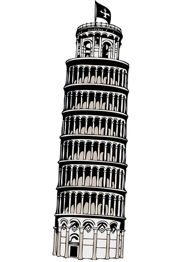 Coloring page tower of pisa