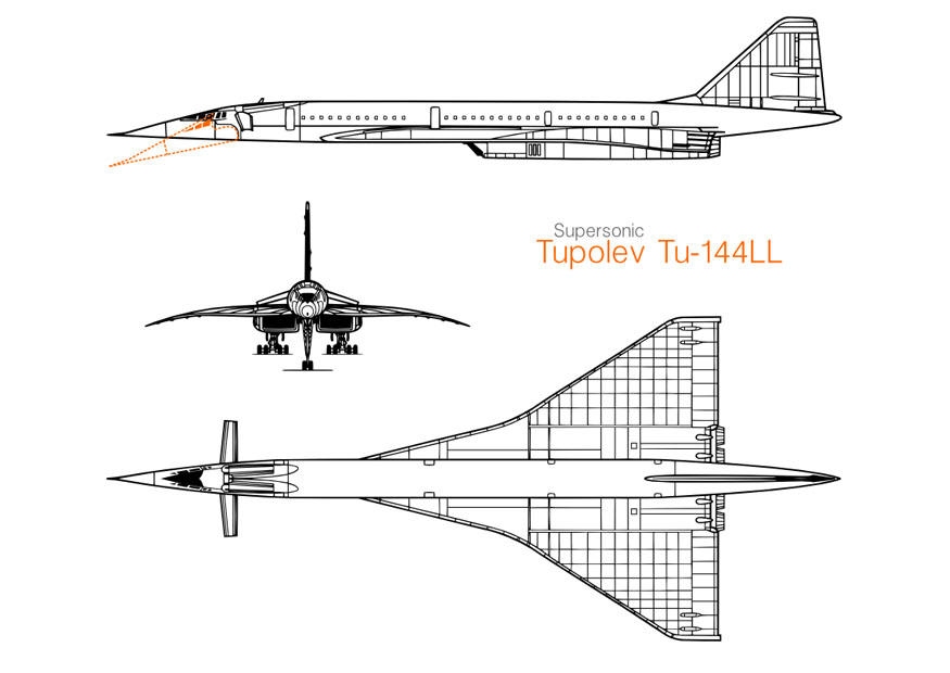 Coloring page tupolev jet