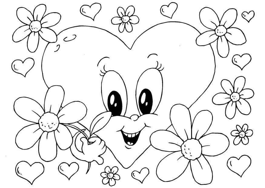 Coloring page valentine flowers