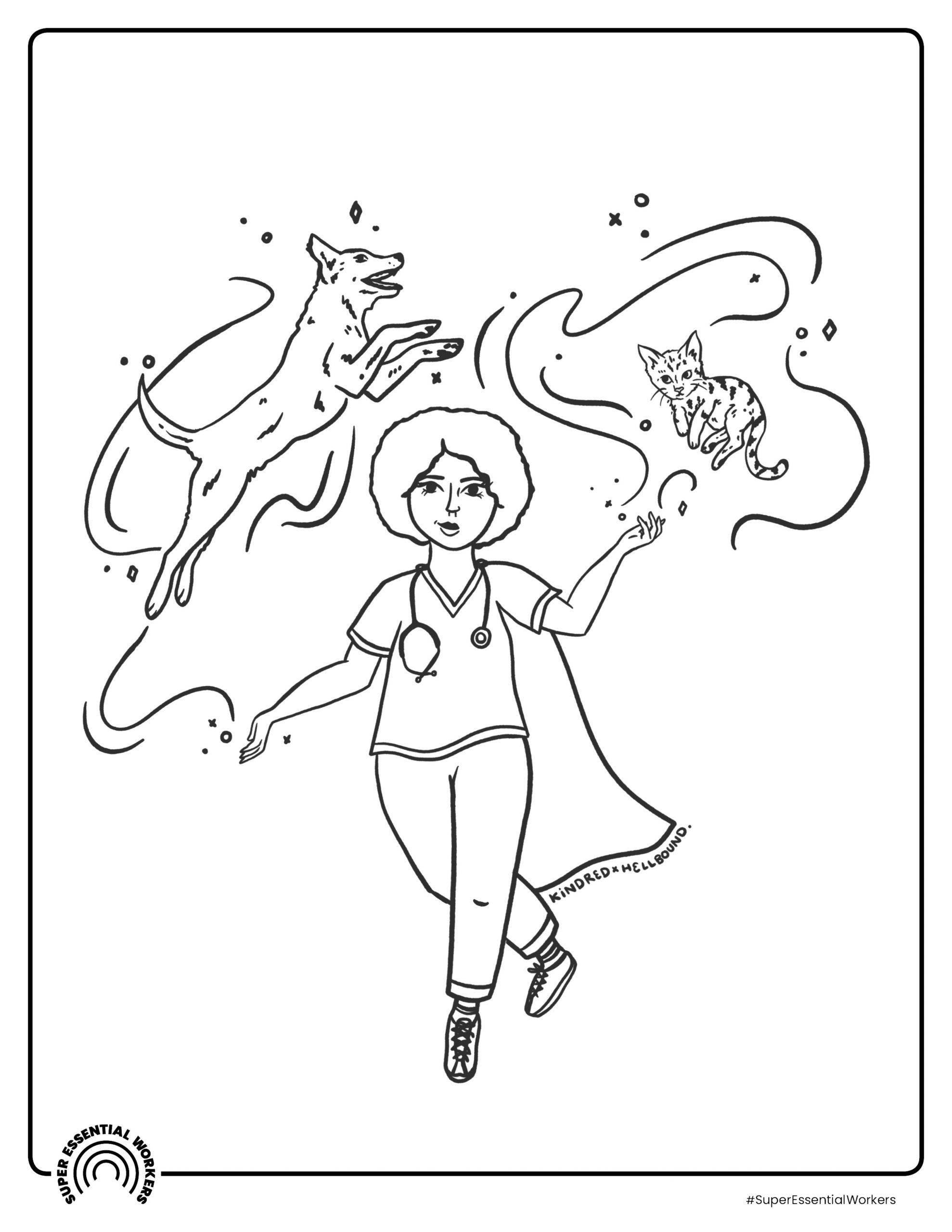 Coloring page veterinarian