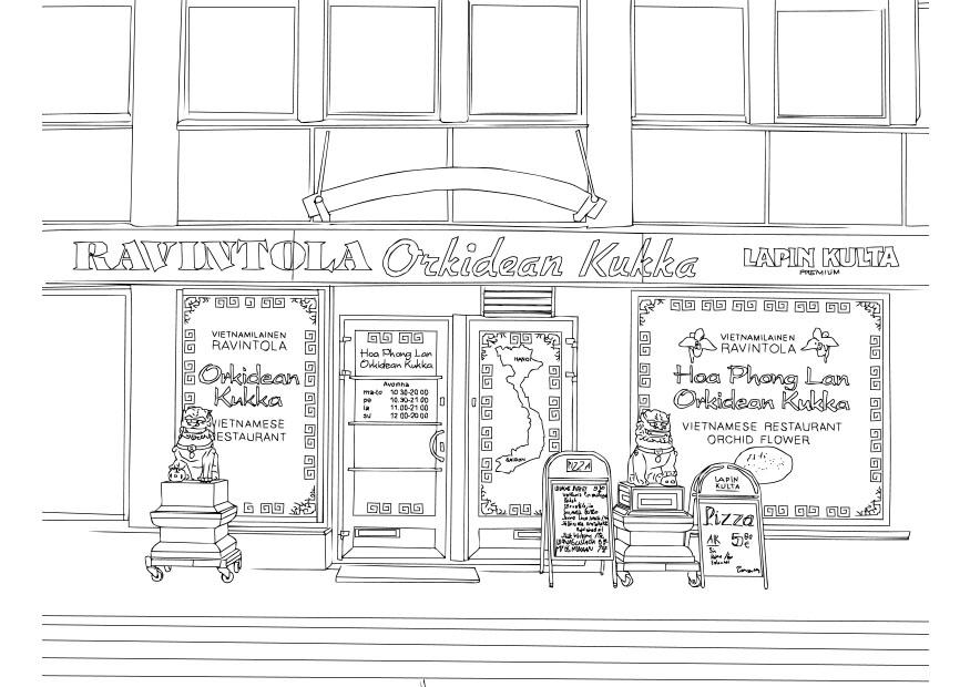 Coloring page vietnamese restaurant