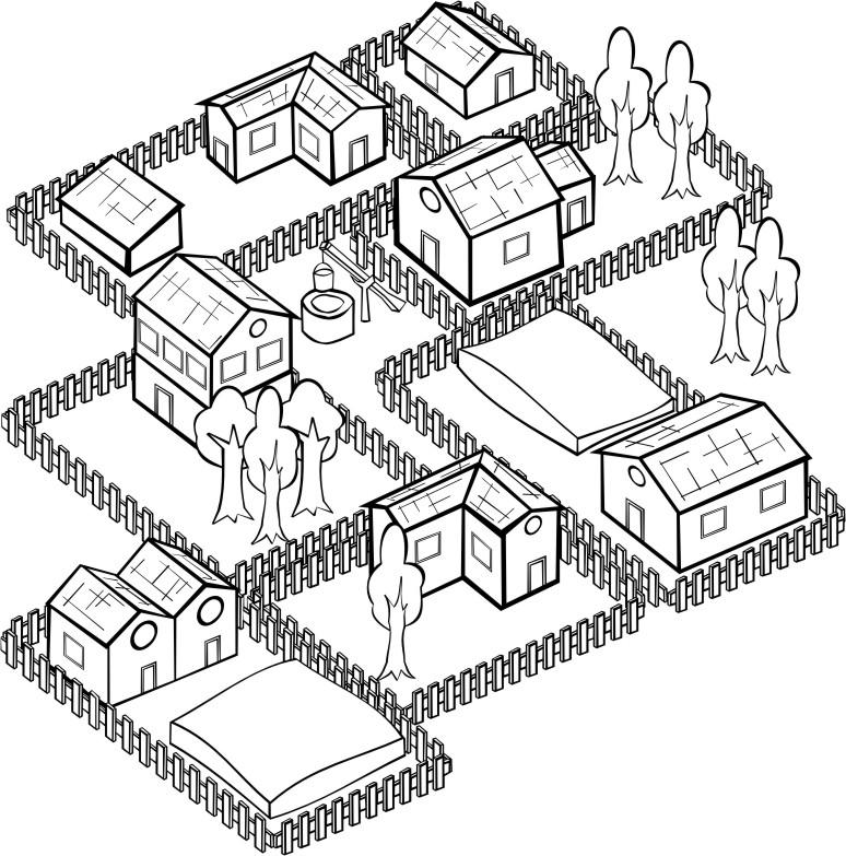 Coloring page village