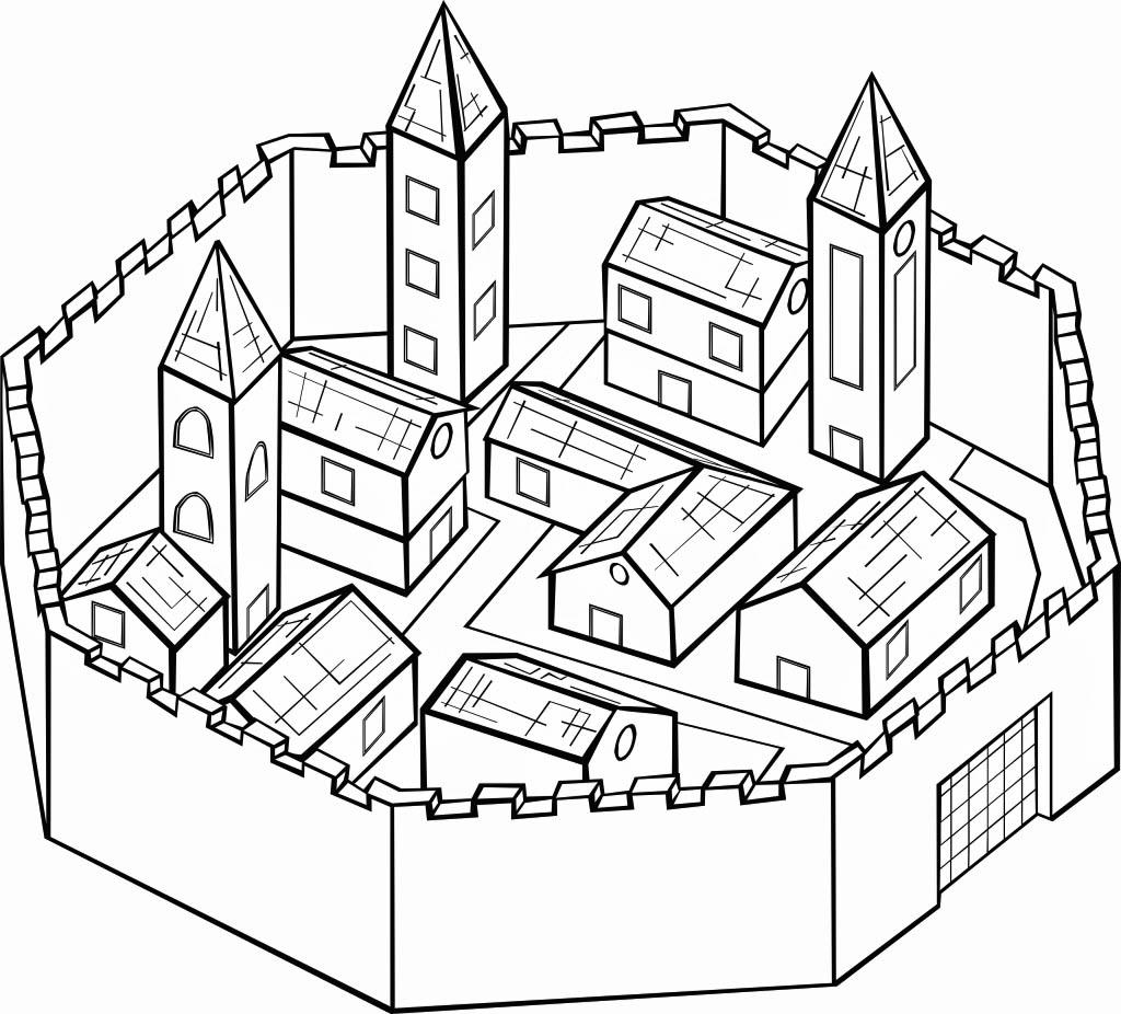 Coloring page walled city